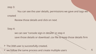 7 . Working with IAM module in amazon AWS | PPTX