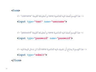 Comprehensive Guide to HTML Forms and Input Elements in Arabic | PDF