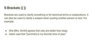 Comma Bracket Comprehensive Guide to English Punctuation and Usage | PDF