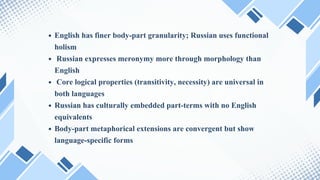 Comparative Analysis of Meronymic and Holonymic Relations in English ...
