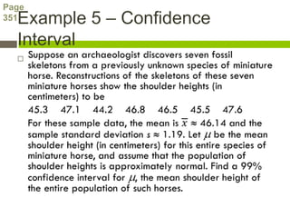 Page
  Example 5 – Confidence
351

  Interval
  
 