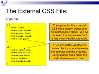 7.2 external style sheets | PPT | Web Design and HTML | Internet