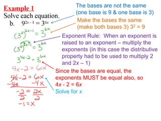 7-2 Solving Exponential Equations and Inequalities - modified for ...