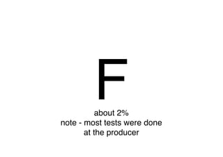 F about 2%
note - most tests were done
       at the producer
 