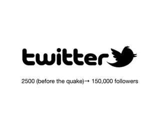 2500 (before the quake)→ 150,000 followers
 