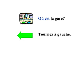 Où est  la gare? Tournez à gauche. 
