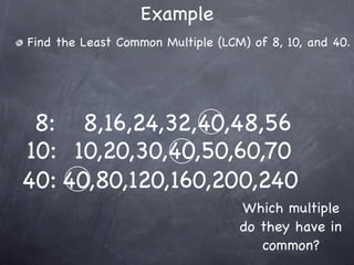 7-4 Common Multiples and LCM | KEY