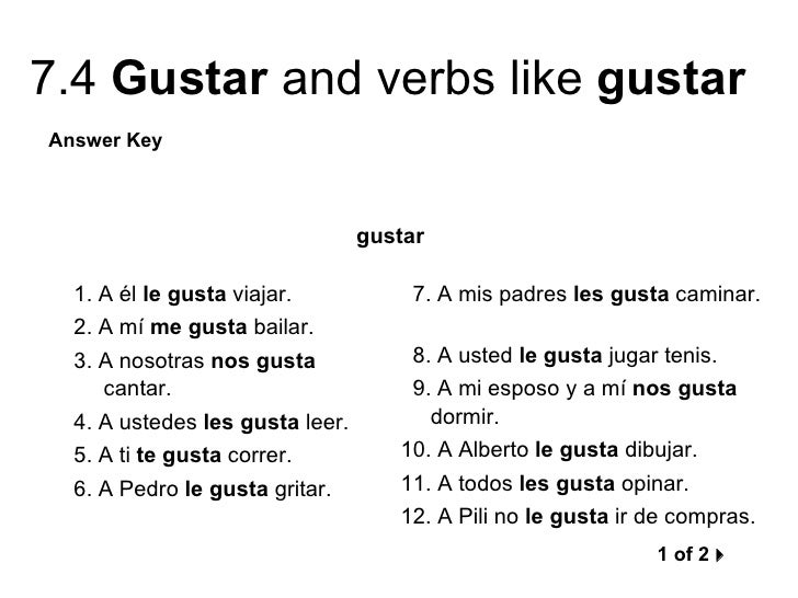 7.4 Verbs like gustar