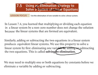 7.5 Solve System by Elimination notes