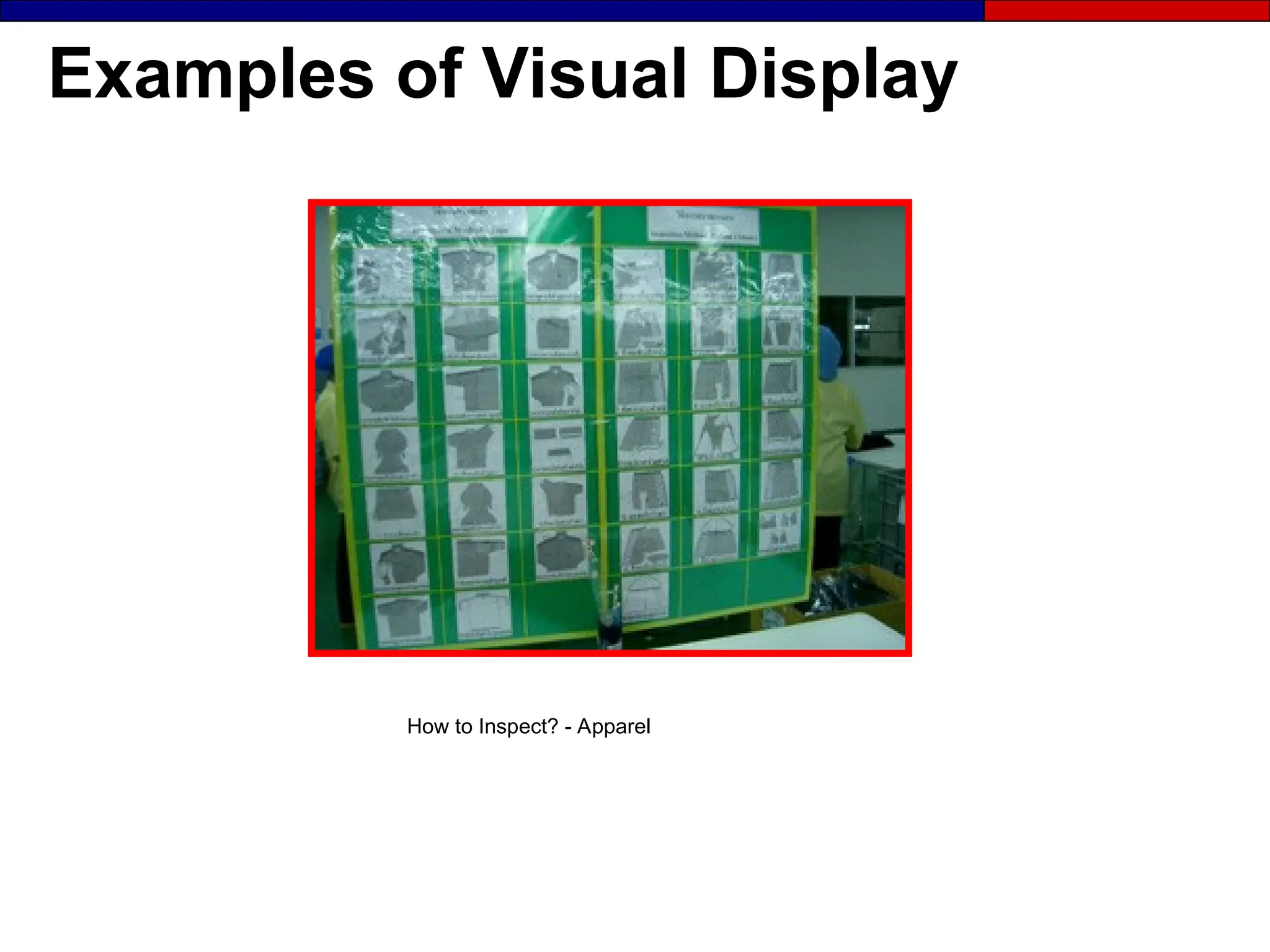 Examples of Visual Display
How to Inspect? - Apparel
 