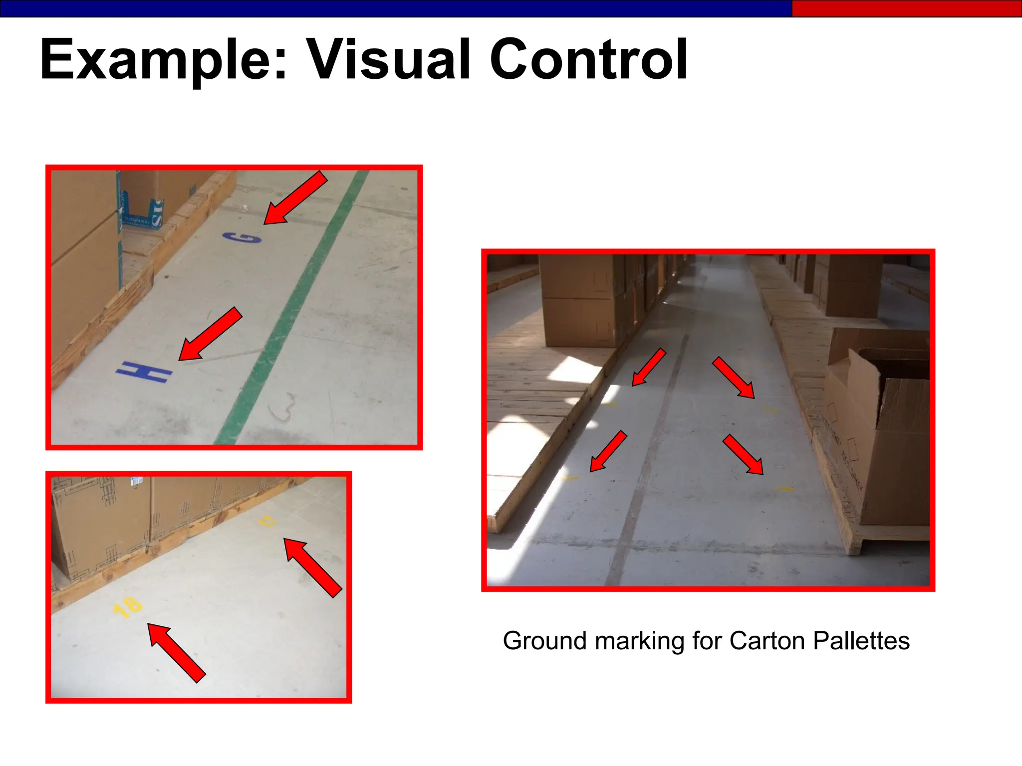 Example: Visual Control
Ground marking for Carton Pallettes
 