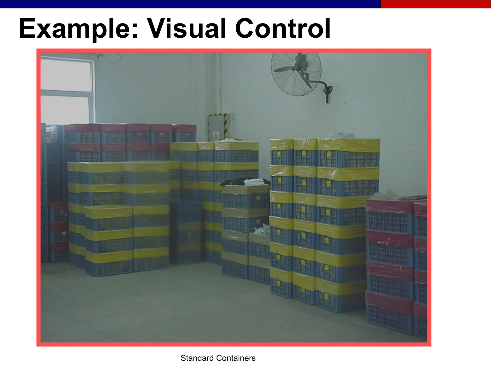 Example: Visual Control
Standard Containers
 