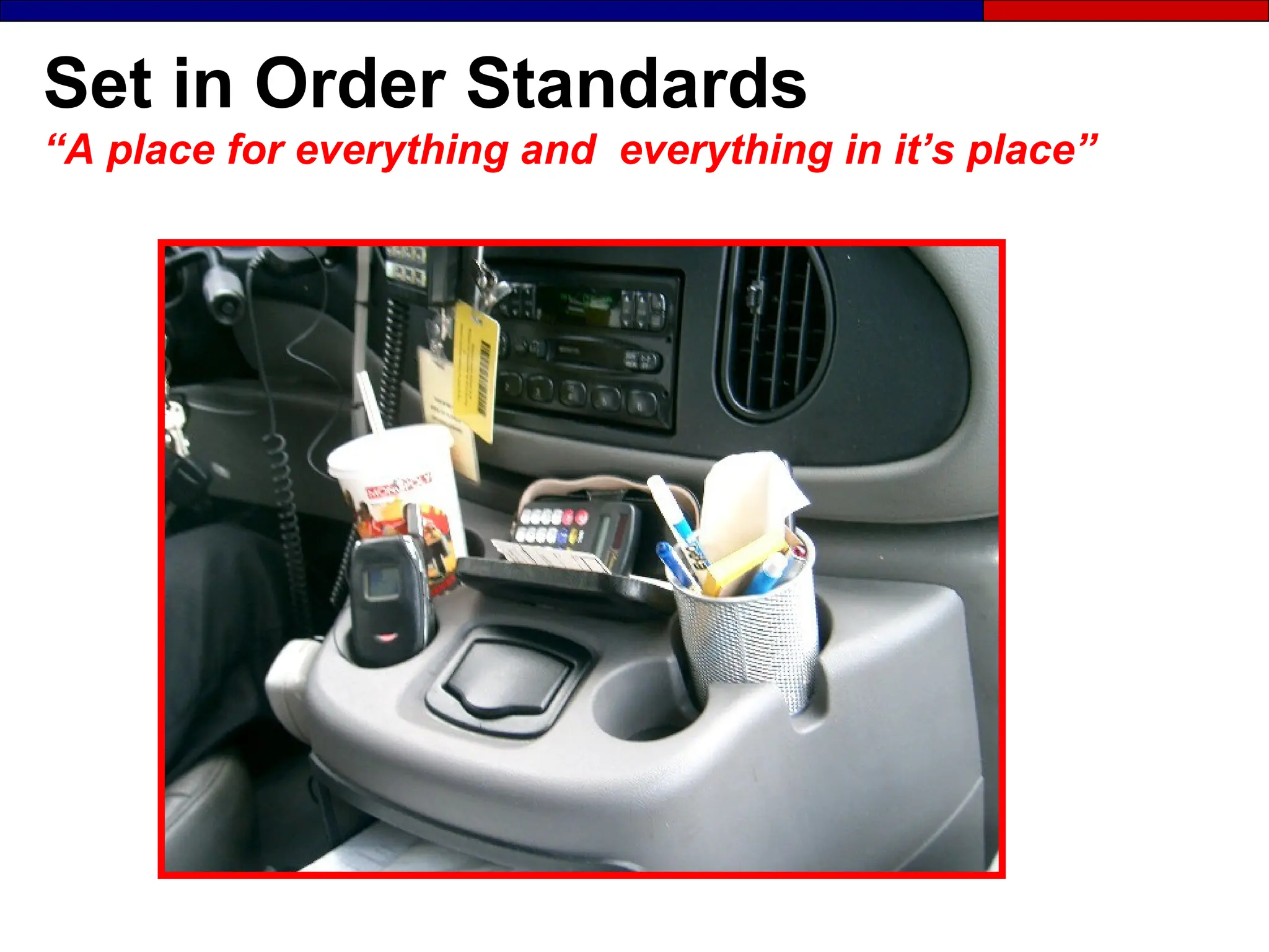 Set in Order Standards
“A place for everything and everything in it’s place”
 
