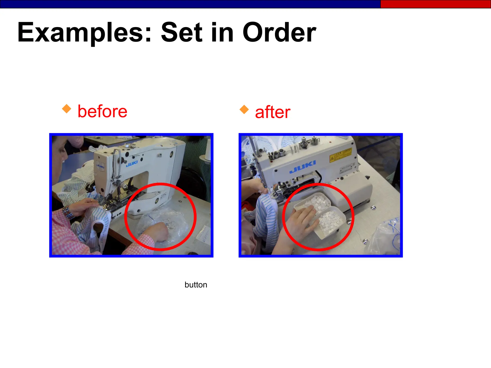 Examples: Set in Order
button
 after
 before
 