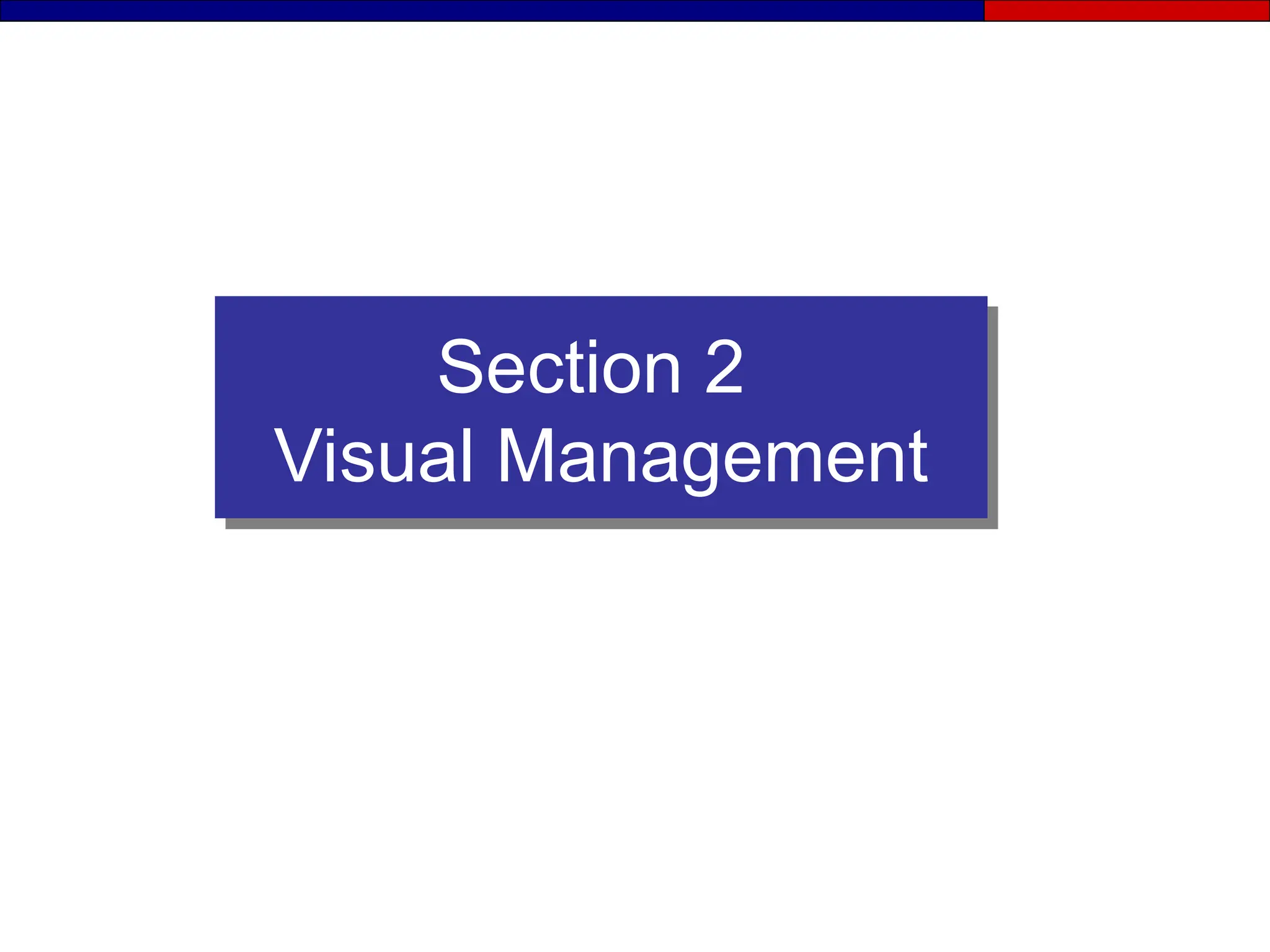 Section 2
Visual Management
 