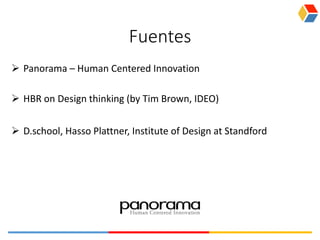 Fuentes
 Panorama – Human Centered Innovation
 HBR on Design thinking (by Tim Brown, IDEO)
 D.school, Hasso Plattner, Institute of Design at Standford
 