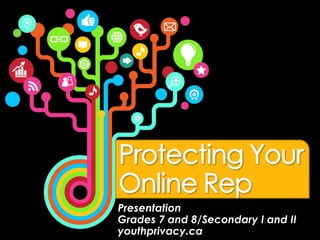 Presentation
Grades 7 and 8/Secondary I and II
youthprivacy.ca
 