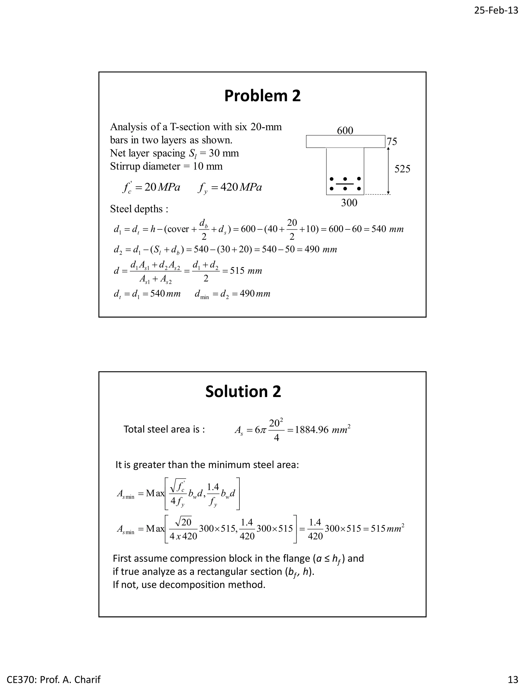 Lec06 Analysis and Design of T Beams (Reinforced Concrete Design I ...