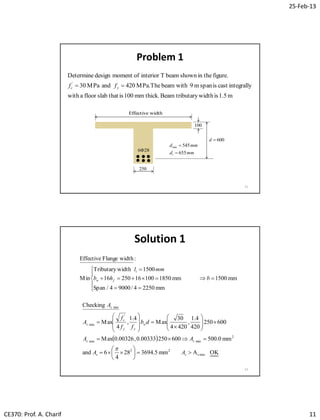Lec06 Analysis and Design of T Beams (Reinforced Concrete Design I ...