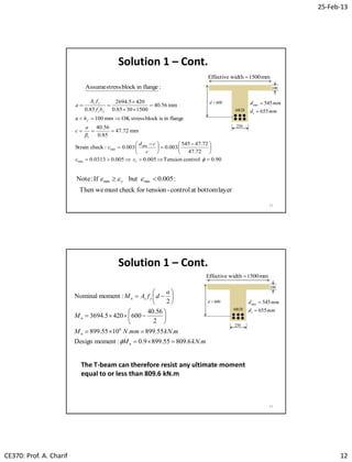 Lec06 Analysis and Design of T Beams (Reinforced Concrete Design I ...