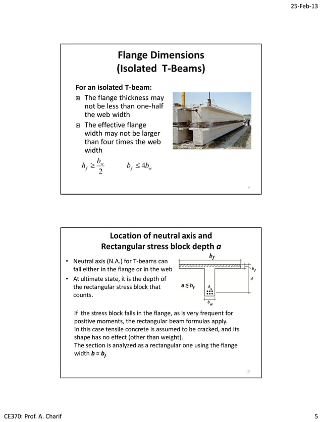 Lec06 Analysis and Design of T Beams (Reinforced Concrete Design I ...