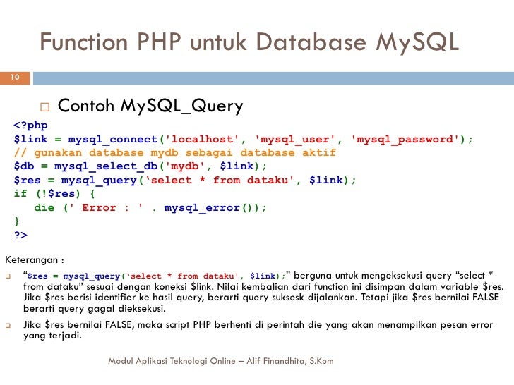 Aplikasi teknologi online - aplikasi database berbasis web