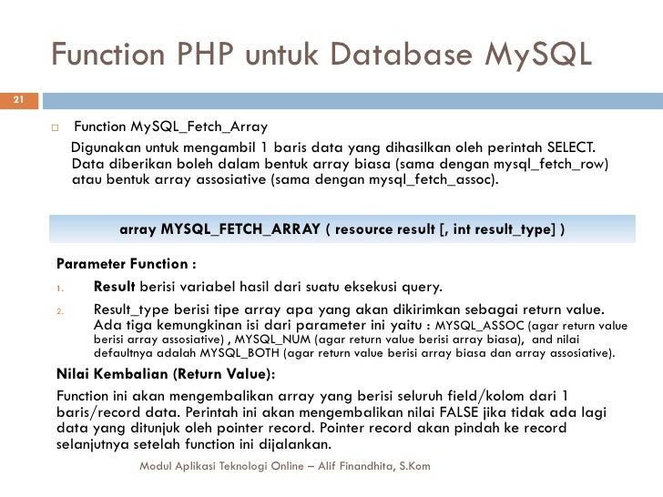 Aplikasi teknologi online - aplikasi database berbasis web
