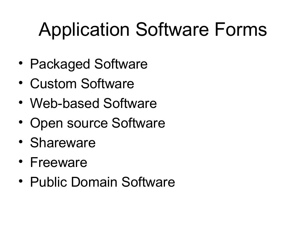 software categories by applications