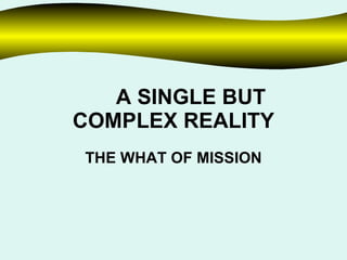 A SINGLE BUT COMPLEX REALITY THE WHAT OF MISSION 