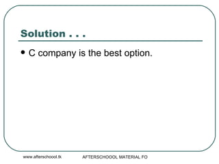 Solution . . .  C company is the best option.  