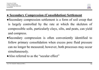 Secondary Compression 7 compressibilty of soils | PDF