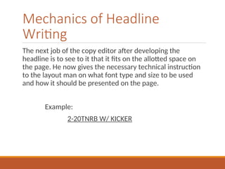 Copyreading and Headline writing guide.. | PPT