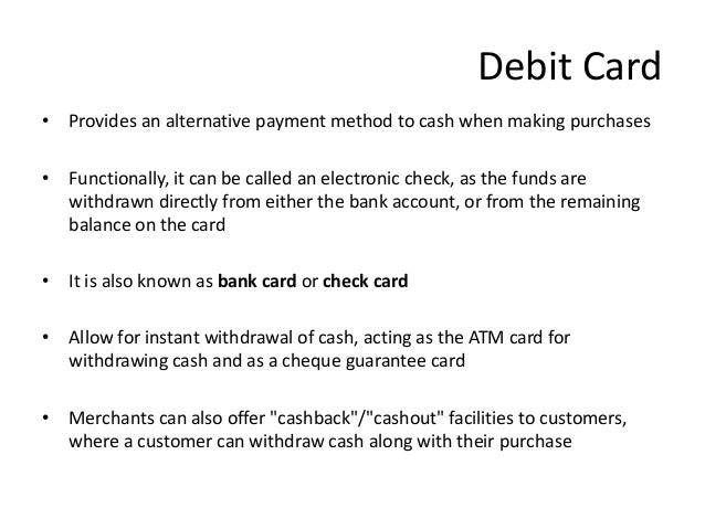 7.credit card and debit card working and management