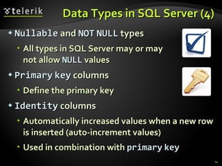 Nullable Sql Data Types Databases, SQL and MS SQL Server | PPT