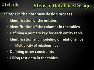 implementing a database design using microsoft sql... Databases, SQL and MS SQL Server | PPT