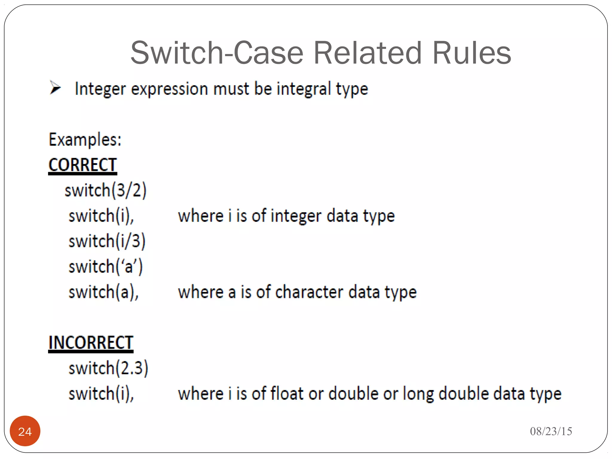 Switch-Case Related Rules
24 08/23/15
 