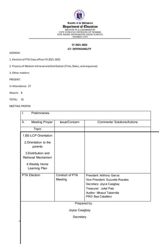 7 dependability pta meeting | DOCX