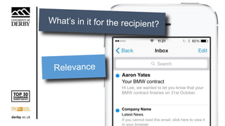 Aaron Yates
Your BMW contract
Hi Lee, we wanted to let you know that your
BMW contract finishes on 31st October.
Company Name
Latest News
If you cannot read this email, click here to view it
in your browser.
 