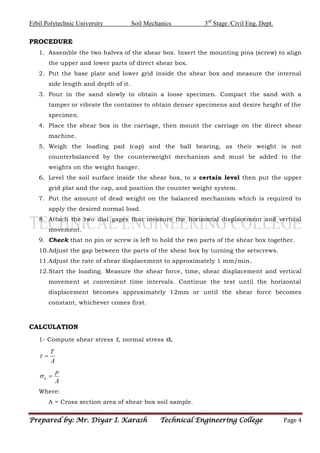 Direct Shear Test Lab Report.pdf DIRECT SHEAR TEST | PDF