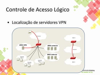 Controle de Acesso Lógico
• Localização de servidores VPN
 