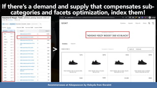 #ecommerceseo at #deepseocon by @aleyda from @orainti
>
If there’s a demand and supply that compensates sub-
categories and facets optimization, index them!
 