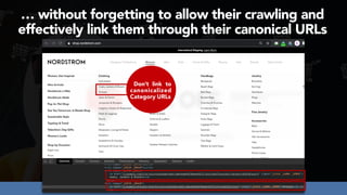 #ecommerceseo at #deepseocon by @aleyda from @orainti
Don’t link to
canonicalized
Category URLs
… without forgetting to allow their crawling and
effectively link them through their canonical URLs
 