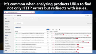 #ecommerceseo at #deepseocon by @aleyda from @orainti
It’s common when analyzing products URLs to find
not only HTTP errors but redirects with issues..
 