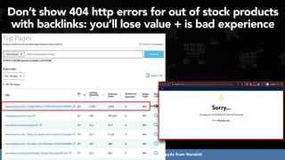 #ecommerceseo at #deepseocon by @aleyda from @orainti
Don’t show 404 http errors for out of stock products
with backlinks: you’ll lose value + is bad experience
 