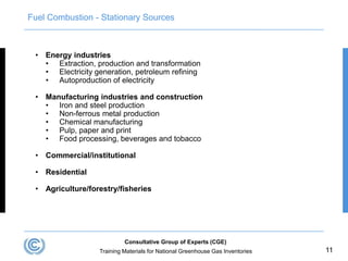 1A.11
Fuel Combustion - Stationary Sources
• Energy industries
• Extraction, production and transformation
• Electricity g...