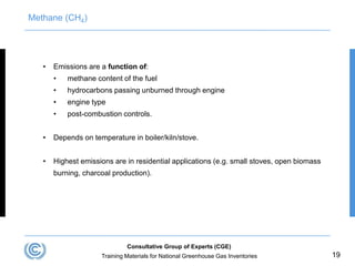 1A.19
Methane (CH4)
• Emissions are a function of:
• methane content of the fuel
• hydrocarbons passing unburned through e...