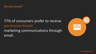 77% of consumers prefer to receive
permission-based
marketing communications through
email.
Do you know?
www.digiyana.com
 