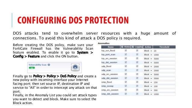 disable port scan and dos protection
