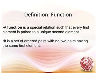 PROBLEM SET #5-1FUNCTIONSIdentify the domain and range of the following relations.  