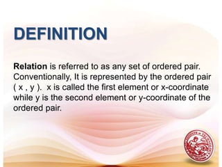 identify domain and range of a function/relationevaluate functions/relations.perform operation on functions/relations